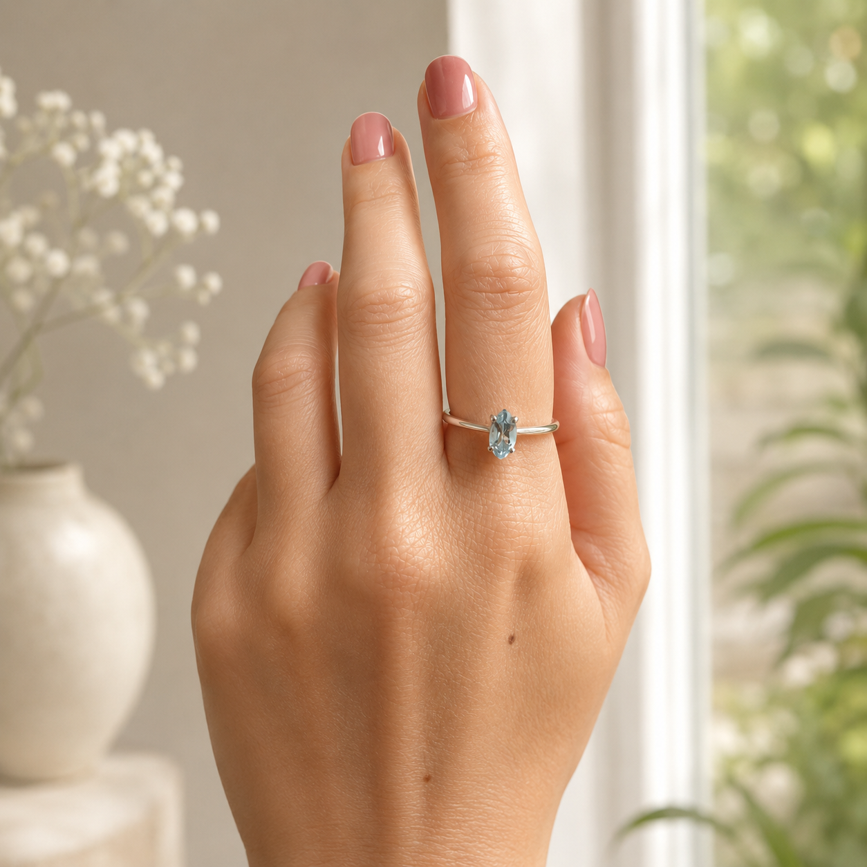 Blauer Topas Marquise-Ring