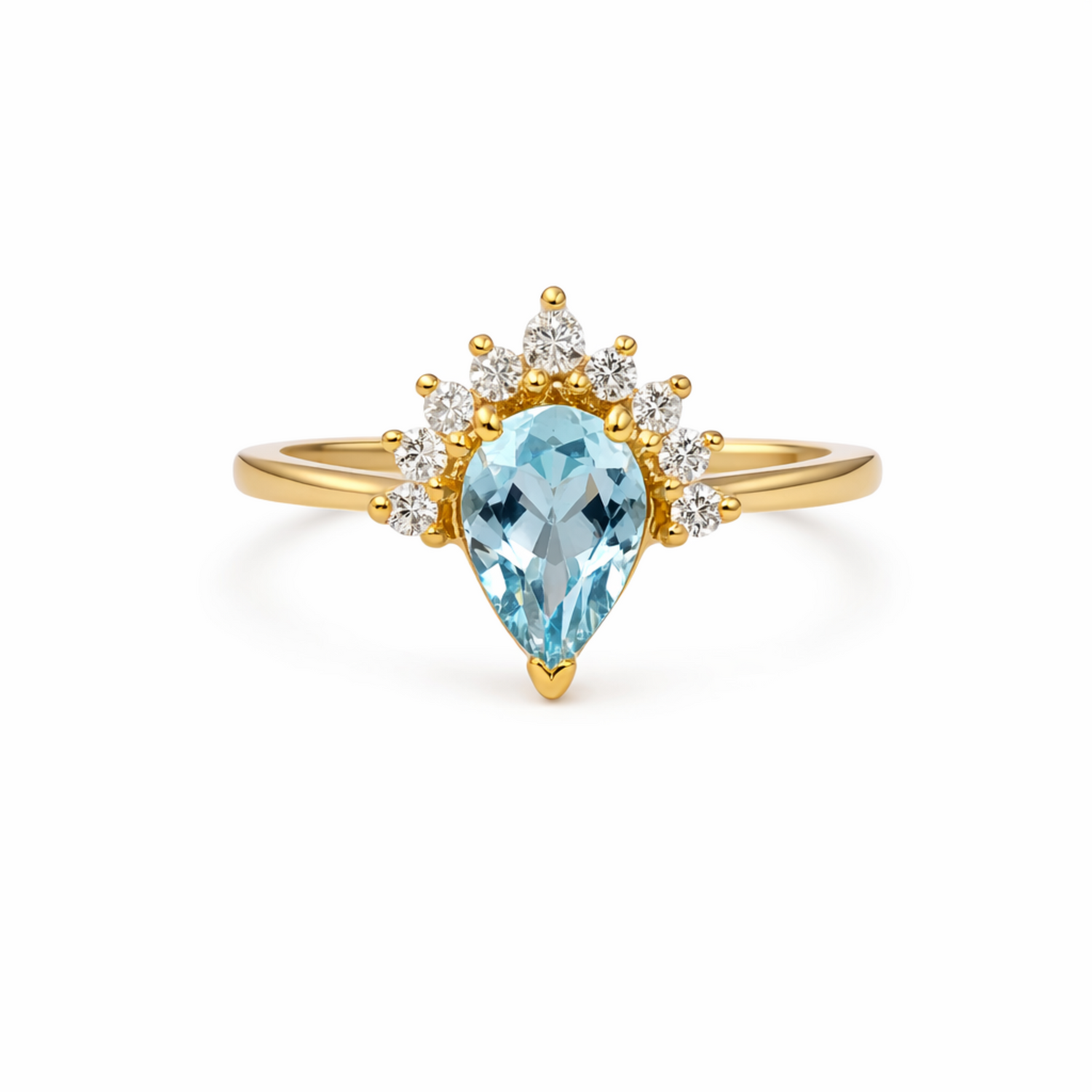 Eleganter tropfenförmiger Aquamarinring