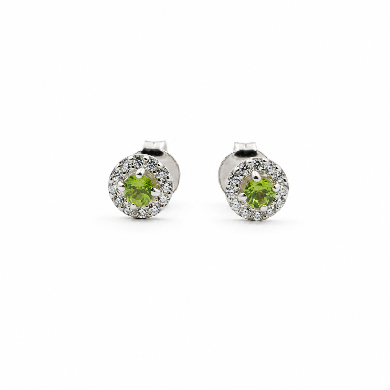 Peridot-Halo-Ohrstecker