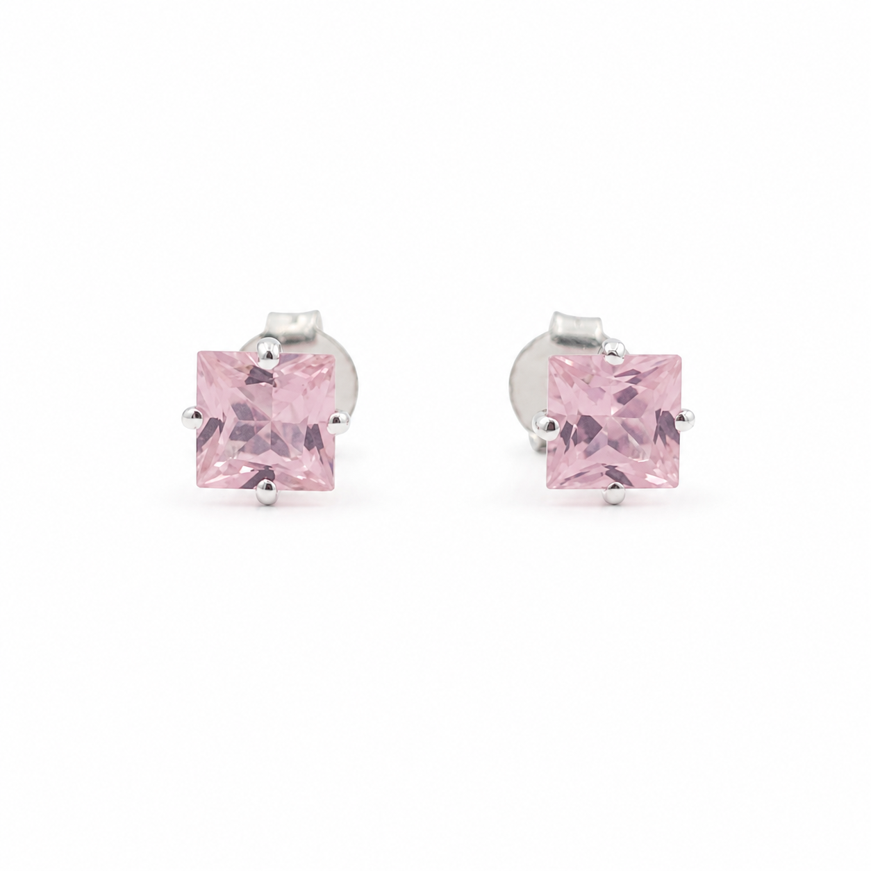 Roségoldene quadratische Ohrstecker aus Silber