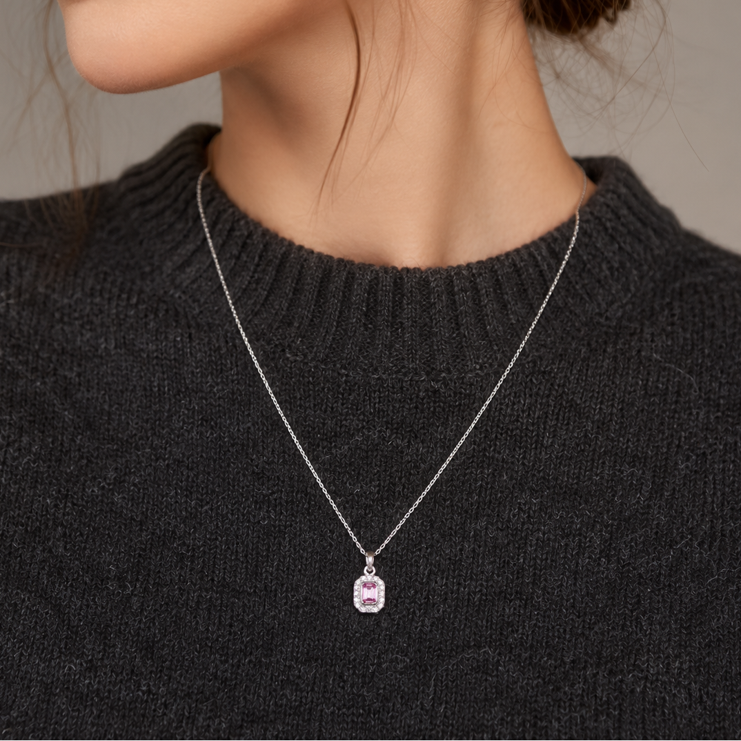 Rose Halo-Anhänger aus 925er Sterlingsilber