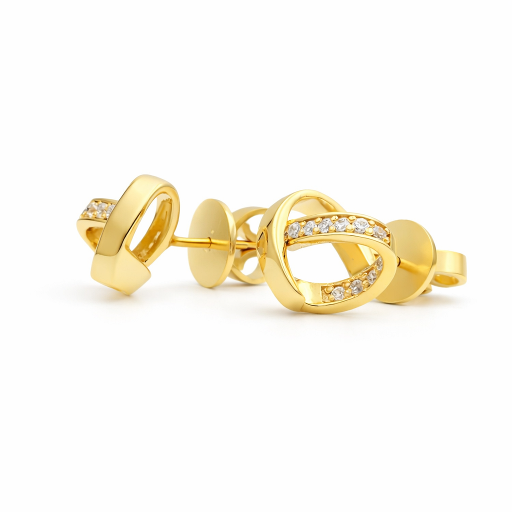 Bochada Elegante Heart Statement Studs - 925 Zilver 14K Goud verguld met CZ