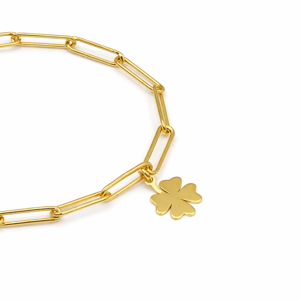 Schakel Armband Klavertje Vier – 925 Zilver 14K Goud Verguld