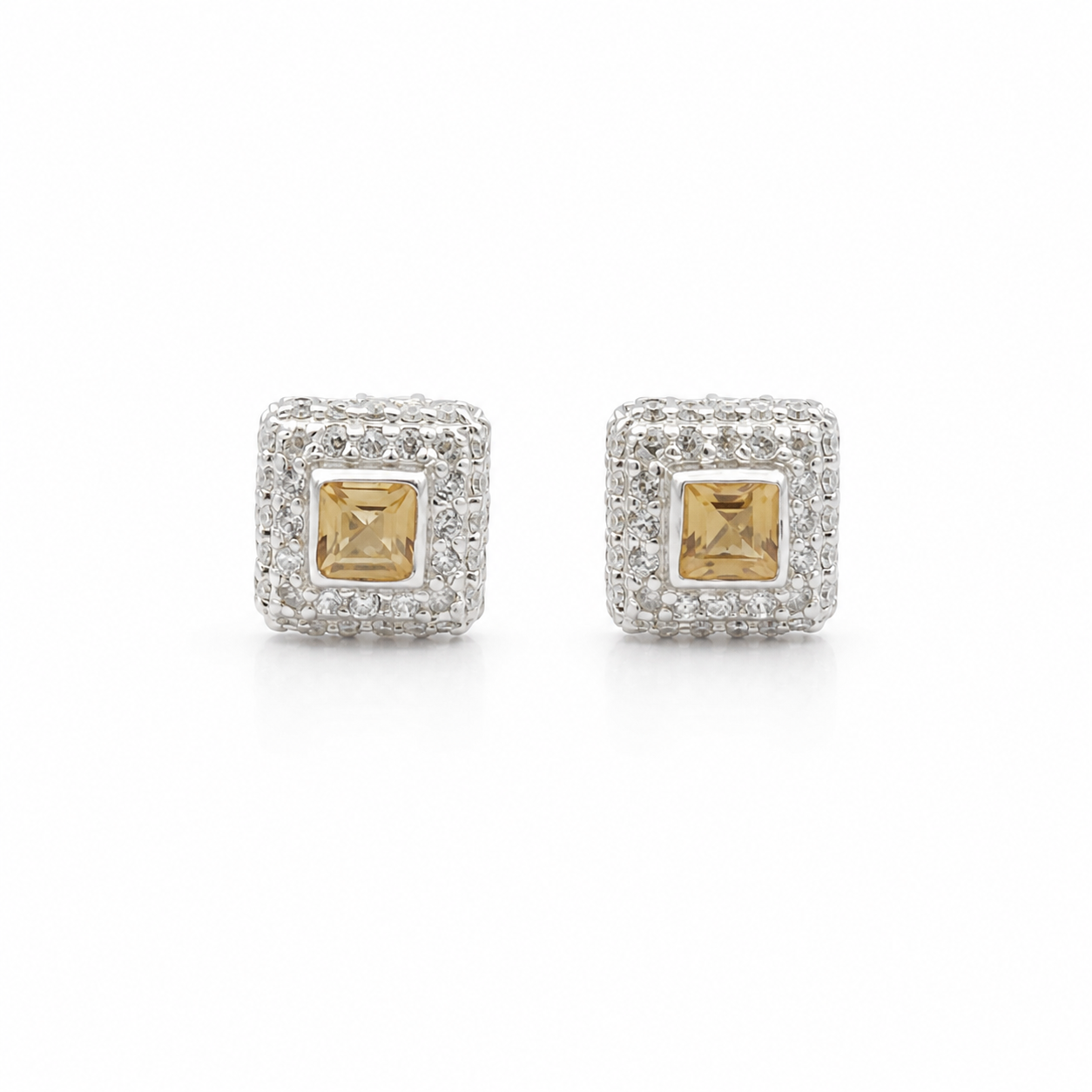 Citrine Halo Oorstekers