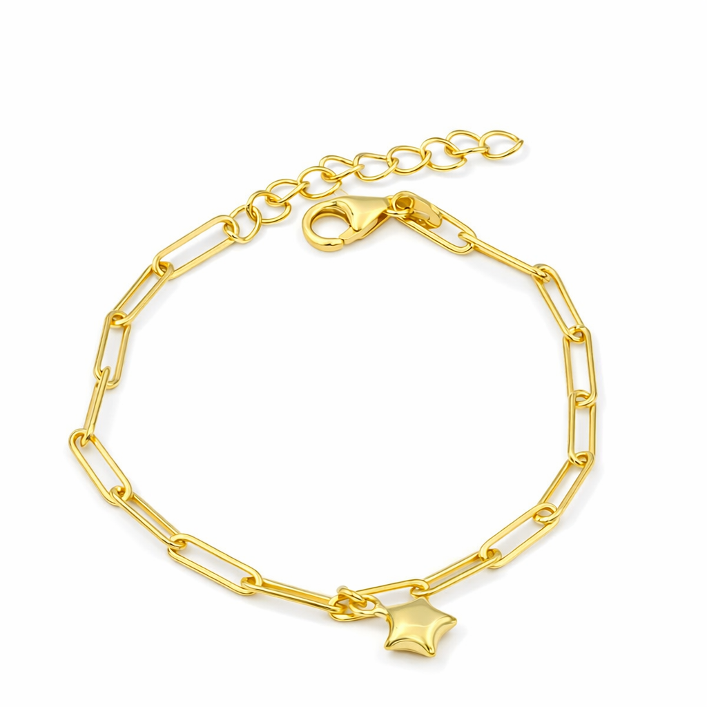 Schakel Armband Ster – 925 Zilver 14K Goud Verguld