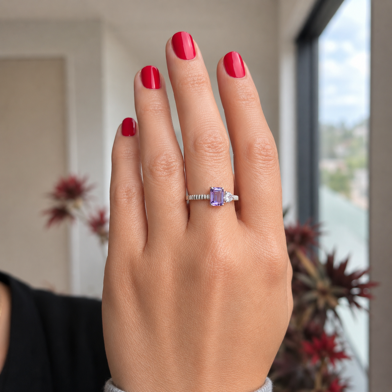 Violet Duo Ring in 925 Sterling Zilver