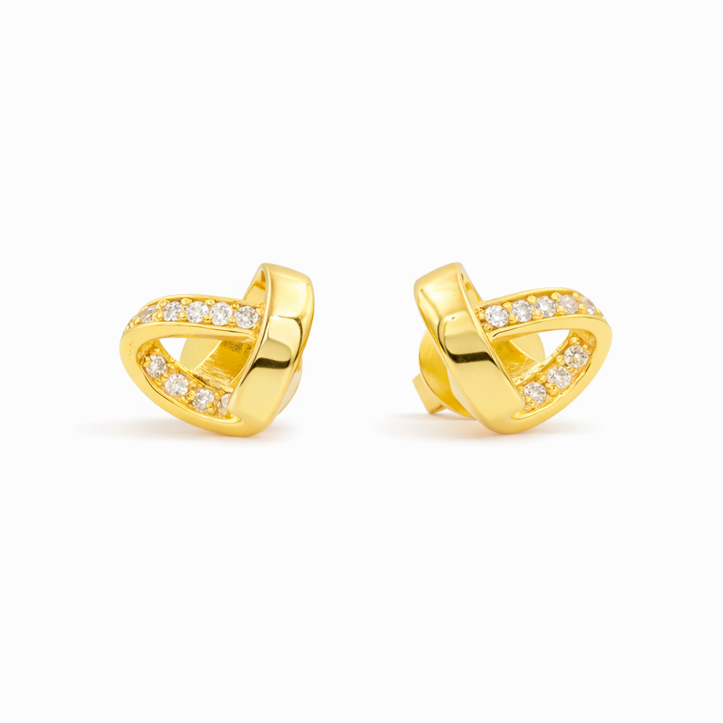 Bochada Elegante Heart Statement Studs - 925 Zilver 14K Goud verguld met CZ