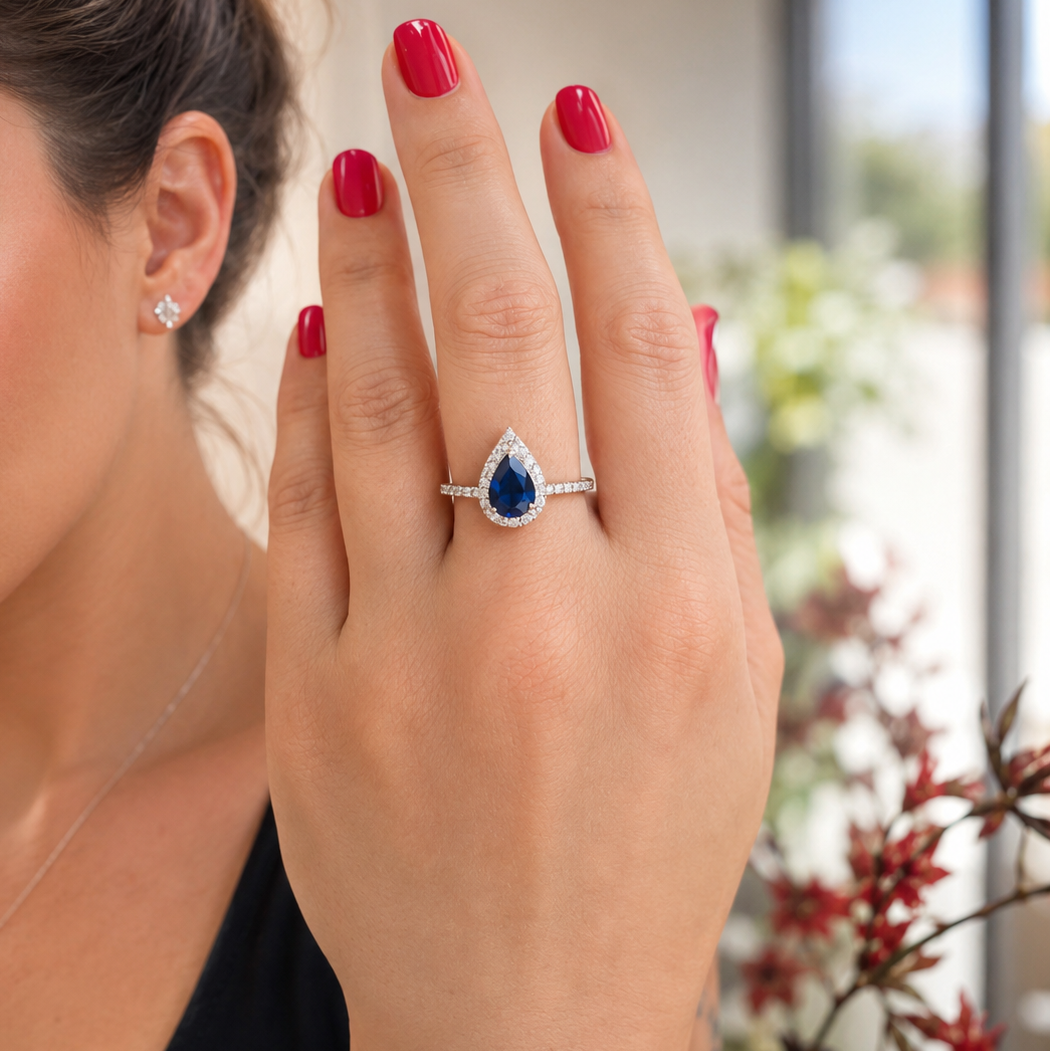 Royal Blue Halo Ring