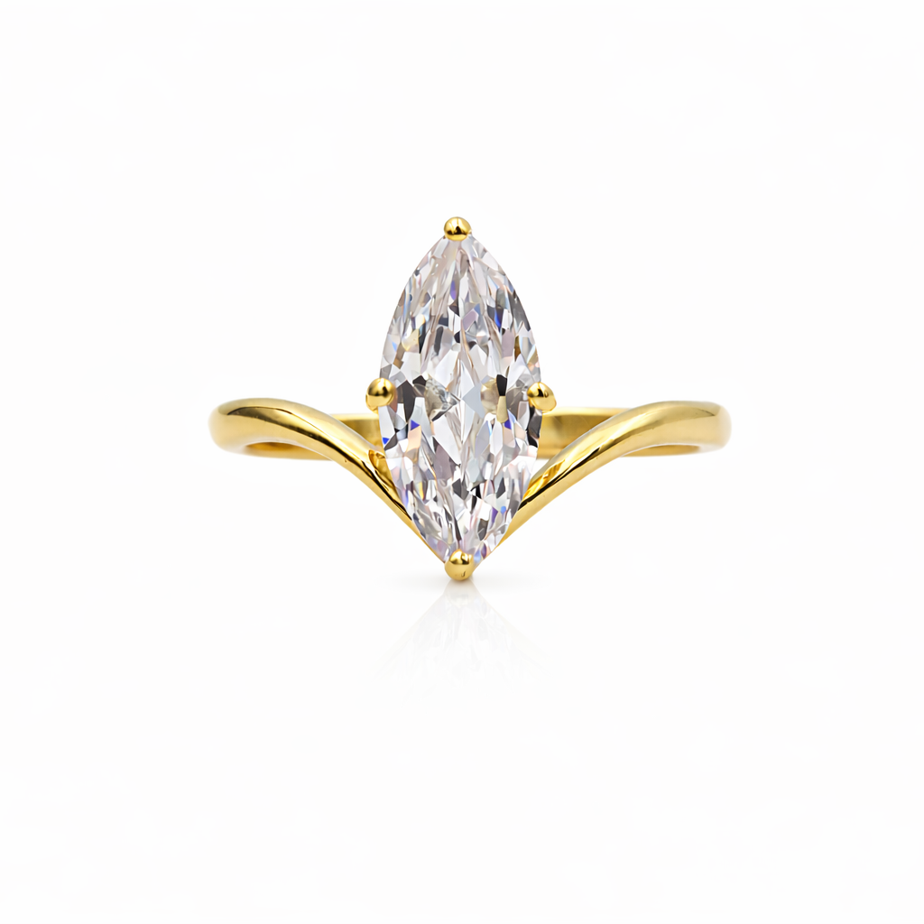 Marquise Ring – 925 Zilver 14K Goud verguld met CZ