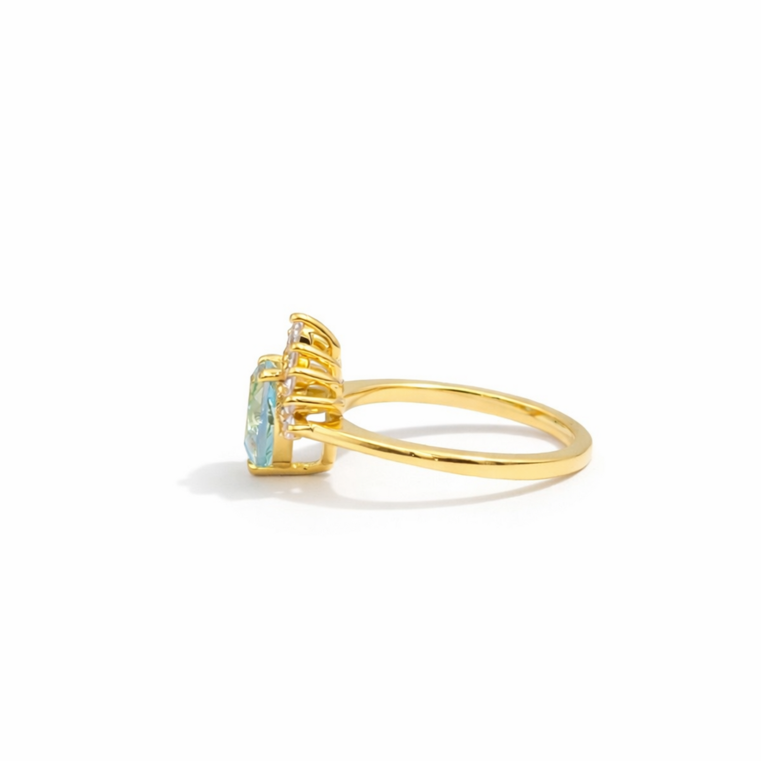 Elegante druppelvormige Aquamarine Ring - Zilver 925 14K Goud Verguld
