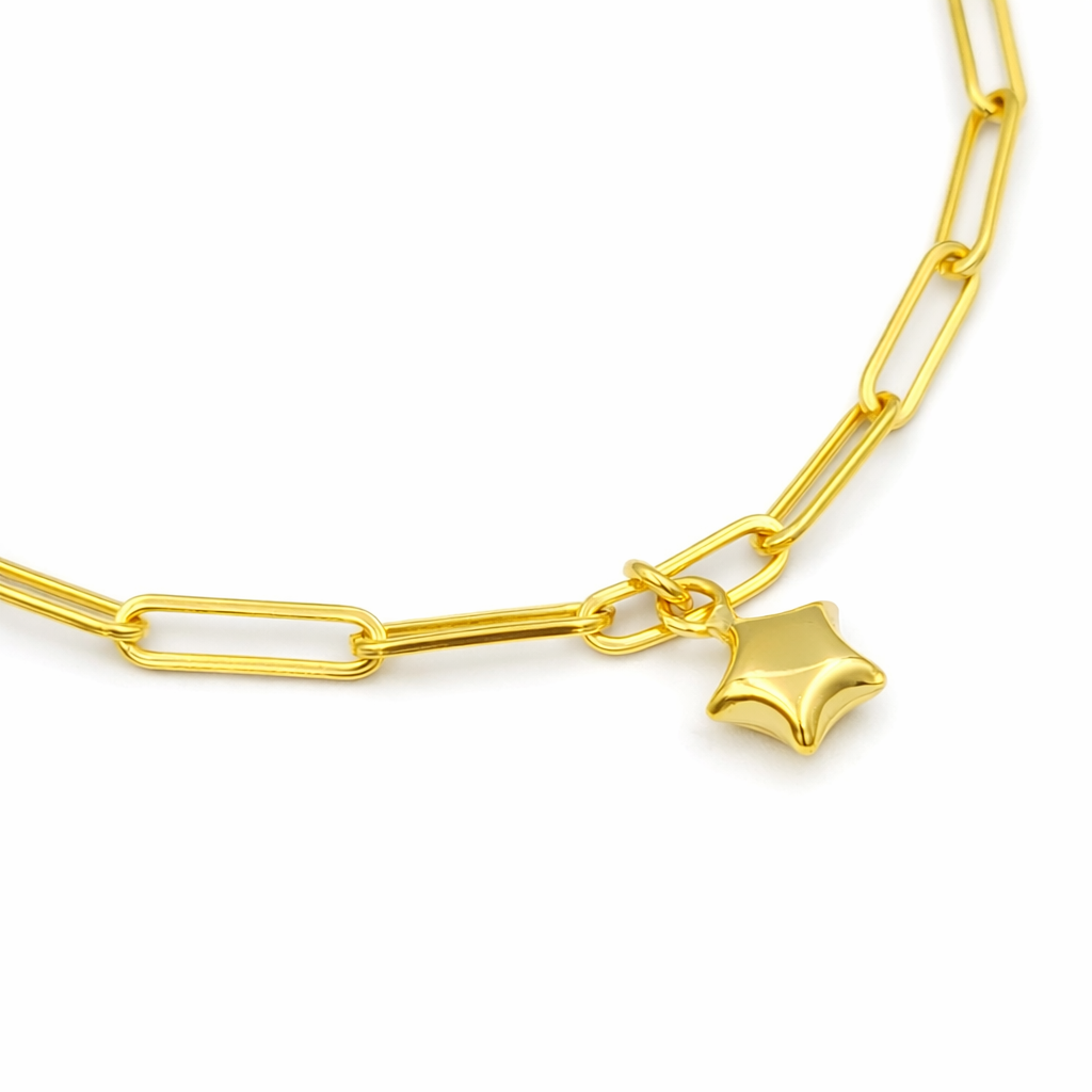 Schakel Armband Ster – 925 Zilver 14K Goud Verguld