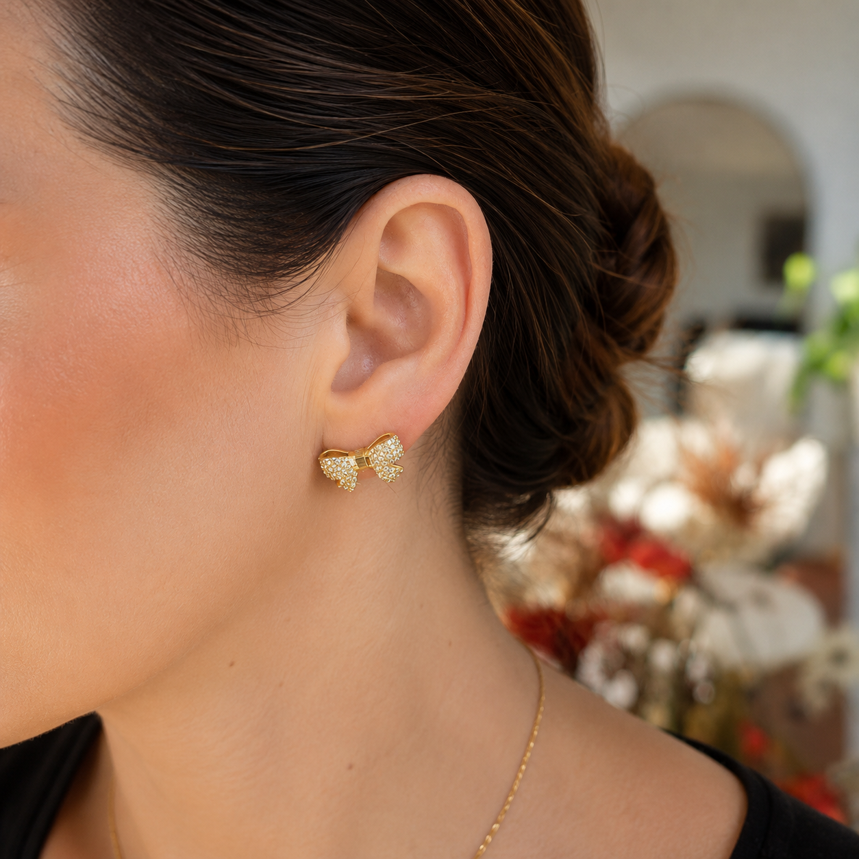 Luxe Strik Oorbellen met Pavé Zirkonia
