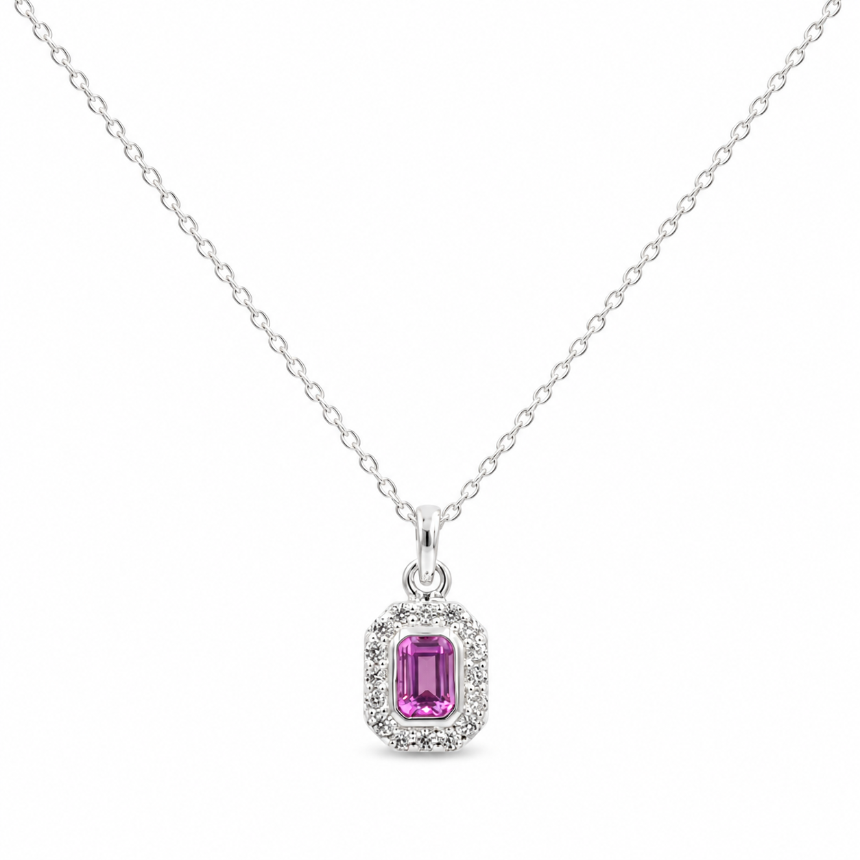 Rose Halo Pendant in 925 Sterling Zilver