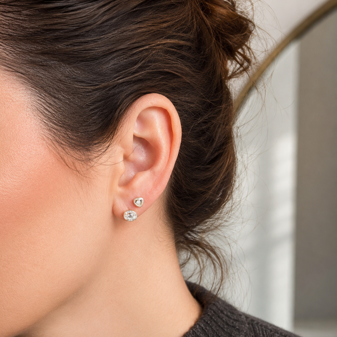 Heart Studs in 925 Sterling Zilver