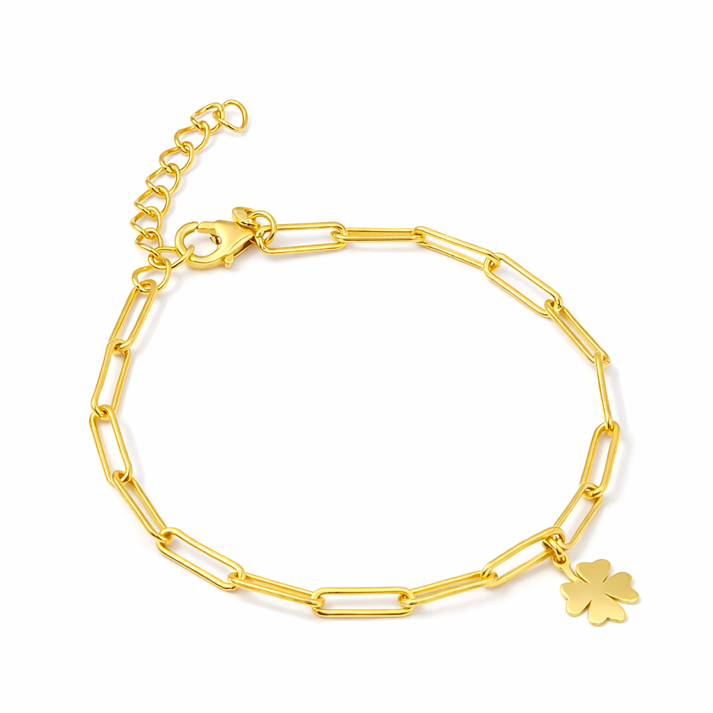 Schakel Armband Klavertje Vier – 925 Zilver 14K Goud Verguld