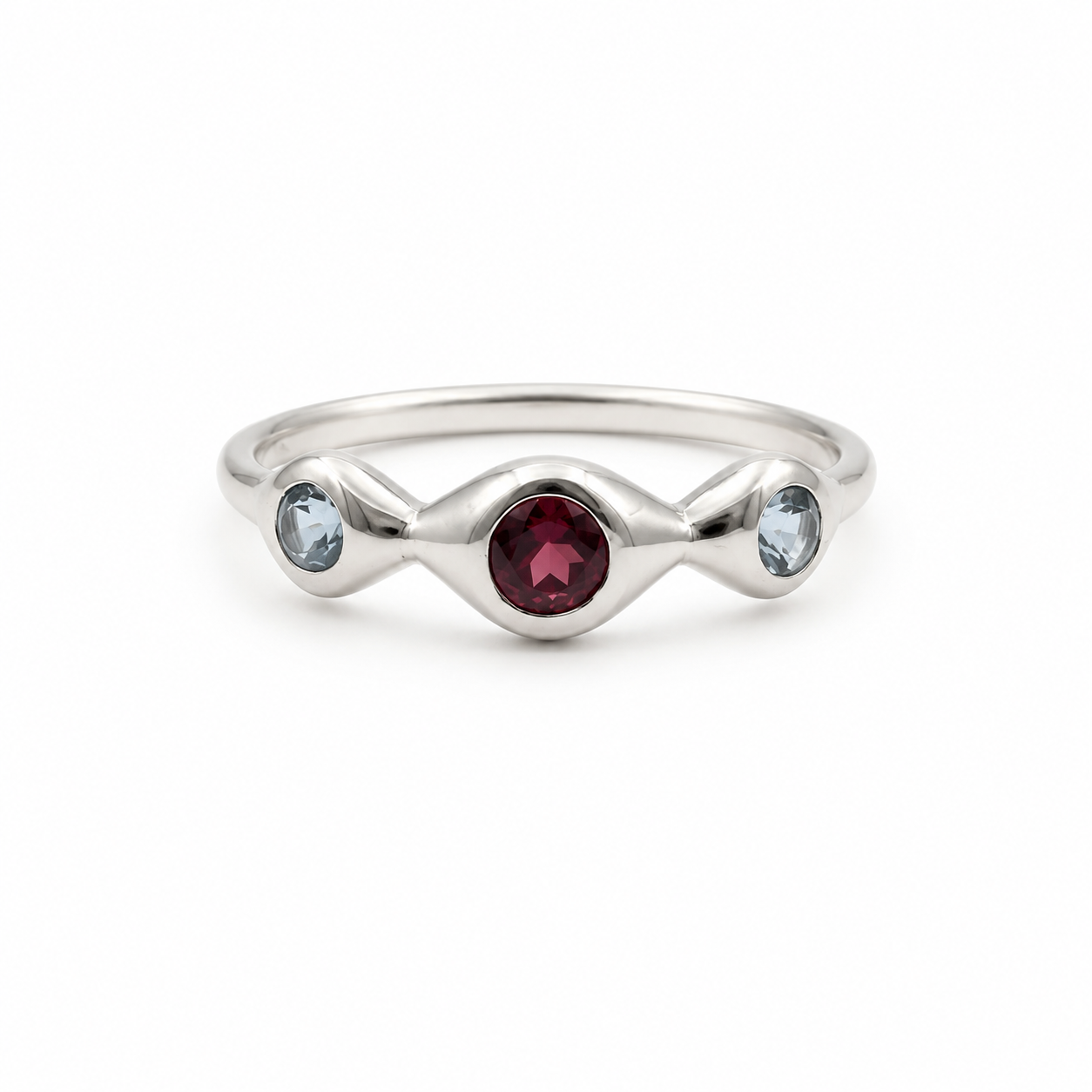 Granaat & Blauwe Topaas Ring