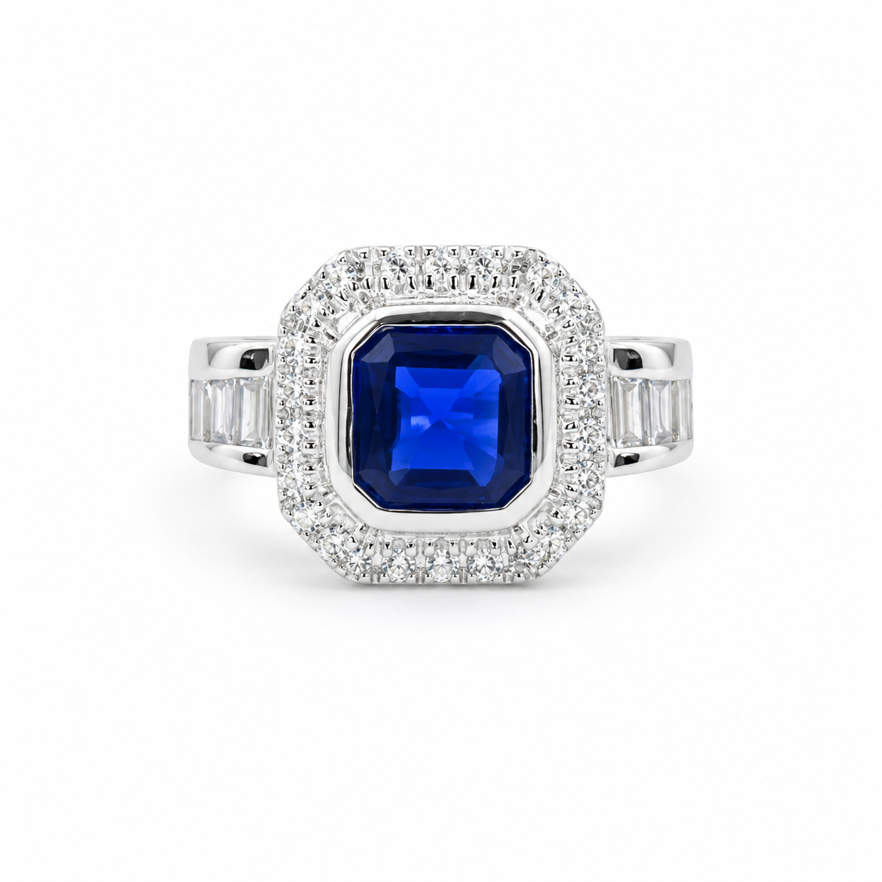 Royal Sapphire Halo Ring
